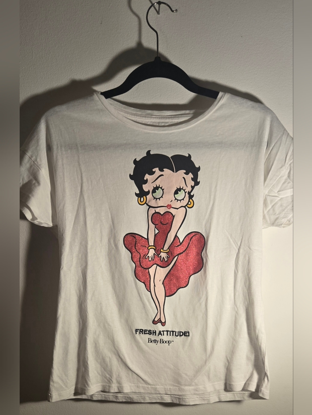 Betty Boop White Graphic Tee with Red Glitter Dress